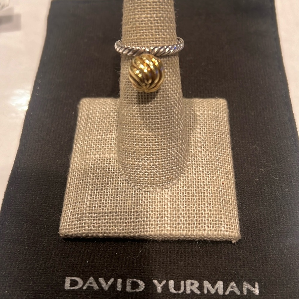 David Yurman 18K/925 Cable Gold Ball Ring 10mm Sz 5.25